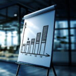 Sales growth & business development chart drawn on the paper flipchart